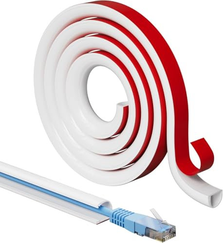FIXCHORD Canalina Passacavi,Canalina Portacavi Autoadesivo, Lgnifugo, Verniciabile, Gestione dei cavi per case e uffici per nascondere cavi singoli, 1 x 15 mm (W) x 10mm (H) - lunghezza 1 m - Bianco