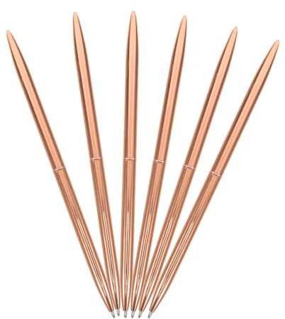 Veemoon 6 Stück Kugelschreiber aus Metall Stifte für Frauen tragbarer Kugelschreiber einziehbarer Unterschriftenstift Metallstift für Unternehmen Kugelschreiber Masse Lehrerstifte Roségold