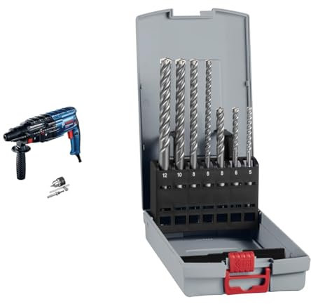Bosch Professional Bohrhammer GBH 240 + 7x PRO SDS plus-5X Hammerbohrer-Set (für Beton, Kalk- und Sandsteine, Ø 5-12 mm, Professional Zubehör)