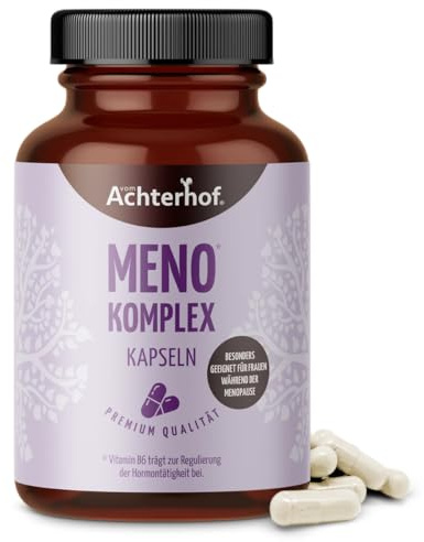 Meno Komplex Kapseln 120 Stück | mit Yams, Hopfen, Nachtkerzenöl und Salbei | Begleiter während der Menopause | Achterhof