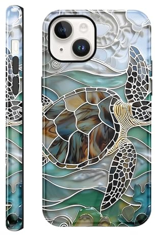 Yirlbey Handyhülle für iPhone 13 Mini Hülle Marmor, Aesthetic Bunt Schildkröte Muster, Silikon Schutzhülle Print Design für Frauen Mädchen, Cover Kratzfest Case für iPhone 13Mini 5,4,Fragmente