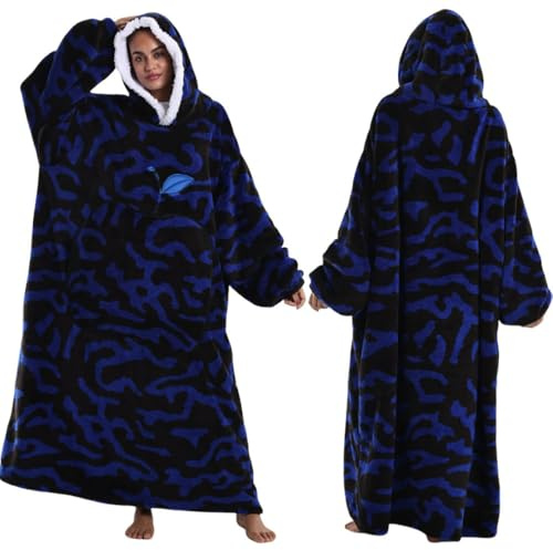 Seogva Extra Long Wearable Blanket Hoodie, Oversized Blanket Sweatshirt for Women and Men, Super Warm and Cozy Hooded Sweatshirt with Sleeves and Giant Pocket