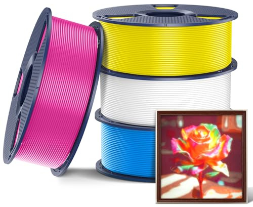 SUNLU CMYK PETG Filament 1.75 mm 4KG, 3D Drucker Filament PETG | Hohe Festigkeit & Zähigkeit PETG für Meisten 3D Drucker, Maßgenauigkeit +/- 0,02mm, 1KG Spule CMKY Weiß+Cyan+Magenta+Gelb