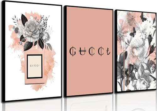 4Good BnW Flowers Wandbild 3er Set – Parfümflakon & Schwarz-Weiß Blumenillustration Poster – Elegante Wanddekoration für Wohnzimmer, Schlafzimmer & Ankleidezimmer – A3 ohne Rahmen