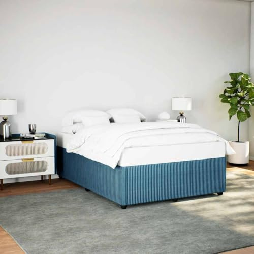 Tonture Bettgestell Blau 140x200 cm Samt, Polsterbett mit Lattenrost, Schlafzimmer Möbel, Modernes Design, Stabile Konstruktion für erholsamen Schlaf