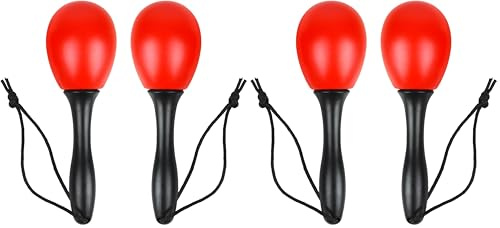 A-Star kleines Eier-Maraca-Paar aus Kunststoff – 12 cm Shaker-Rassel, Percussion-Rhythmusinstrument – Rot (Packung mit 2)