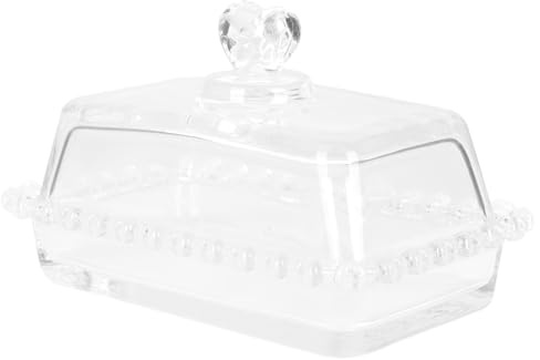 SHINEOFI Plateau à Gâteau en Verre Transparent Couvercle, Boîte à Beurre Rectangulaire 1 Pièce, Contenant Alimentaire Décoratif pour Dessert et Fromage, pour Conservation et Présentation