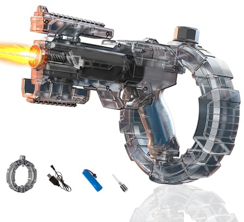Elektrisch Wasserpistole für Erwachsene und Kinder, Elektrische Wasser Pistole mit Große Reichweite, Spritzpistolen Water Gun mit LED-Licht, Wasserpistolen Sommer Spielzeug für Pool Strand (Schwarz)