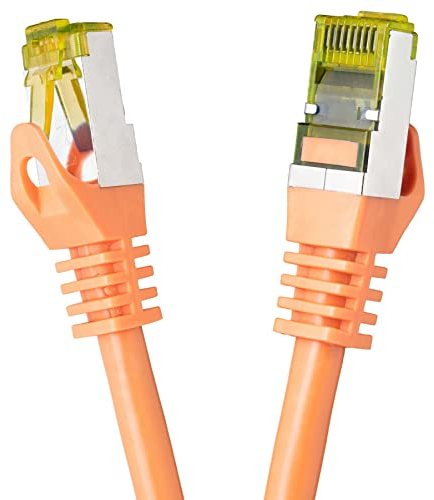 BIGtec LAN Kabel 25m Netzwerkkabel CAT7 Ethernet Internet Patchkabel CAT.7 orange Gigabit doppelt geschirmt Netzwerke Modem Router Switch 2 x Stecker RJ45 kompatibel zu CAT.5 CAT.6 CAT.6a CAT.8