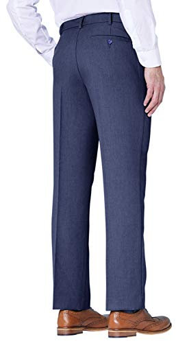 Farah Mens Flex Trouser Pants with Self-Adjusting Waistband Navy 38W x 27L