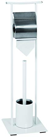 HAKU Möbel WC-Garnitur Chrom, weiß, Metall - Maße: B 20 cm x H 69 cm x T 20 cm, Style: Modern