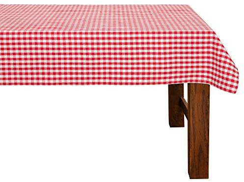 FILU Tischdecke 130 x 160 cm Rot/Weiß kariert (Farbe und Größe wählbar) - hochwertig gefertigtes Tischtuch aus 100% Baumwolle