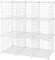 SONGMICS 9-Cube Wire Grid Storage Rack, Interlocking Shelving Unit with Metal Mesh Shelves and PP Plastic Sheets, for Books Shoes Clothes Tools, in Living Room Bathroom, White LPI115W