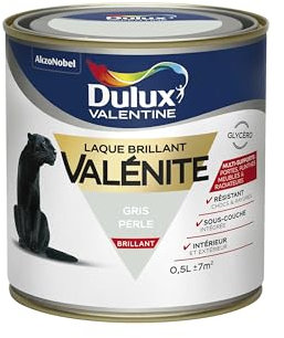 Dulux Valentine Peinture Laque Valénite Glycéro multisupport intérieur-extérieur – Grande résistance pour boiseries et ferronneries - aspect Brillant Gris Perle 0,5 L - 5211238