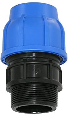 PP-Fitting 50mm x 1 AG-Anschluss Klemmverbinder - PE Rohr - 50er PE Verschraubung Adapter mit 1 Zoll Außengewinde, DVGW