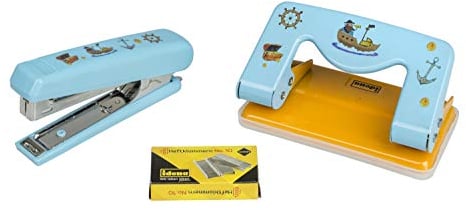 Idena 10495 - Locher und Heftgerät Set, Motiv Piraten, 1 Set