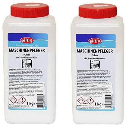 Becker Chemie eilfix Maschinenpfleger Pulver für Gewerbespülmaschinen Pulver - Hochkonzentrat gegen Kalk (2 Dosen Maschinenpflege Pulver = 2 Kg)