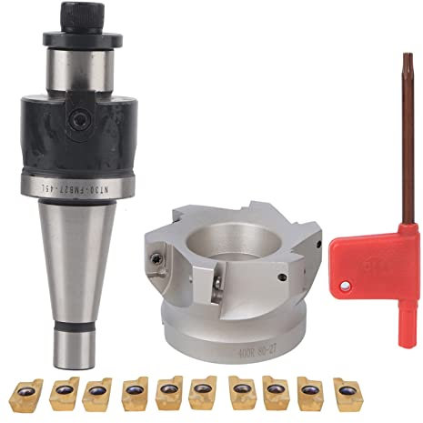 Fraise à surfacer, porte-mandrin à pince NT30-FMB27 + fraise à rainurer BAP400R-80-27-6 + inserts APMT1604(10PCS Milling Inserts)