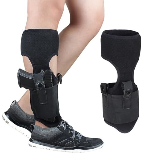 MEROURII Knöchel-Holster, verdeckte Holsterbein-Trageholster, Neopren Concealed Carry Ankle Holster mit Magazintaschen für Kleine G19/17, 1911 usw.