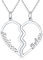 Sterling Silver Name Necklace for 2-Personalised Heart Puzzle Jewellery Set Gifts for Women Girl Bff-Custom Couples Gifts Necklace