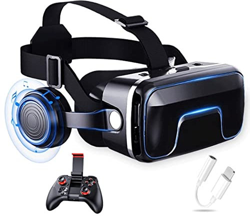 JYMYGS VR Glasses, Virtual Reality Headset, VR Headsets Support Android and IOS, Bluetooth Connection for iPhone 13 Pro Max/13 Pro/13/12/11, for Samsung Galaxy S21, Huawei, Xiaomi (Size : Ios)