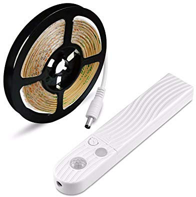 keyaway Motion Sensor Strip Lights,Sensor Night Light,Flexible Rope Lights,Battery Powered,LED Strip Lights for Wardrobe,Room,Bed,Cabinet,Kitchen Lighting (1 Meter, Coolwhite)
