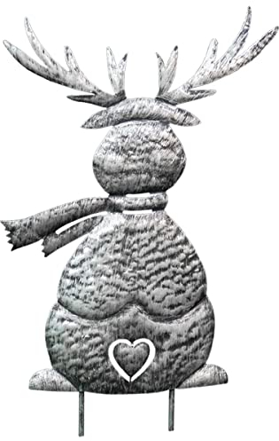 MW Handel 2er-Set weihnachtliche Metallstecker Silber (Elch mit Herz)