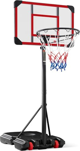 Best Choice Products Kids Height-Adjustable Basketball Hoop System, Portable Game w/Wheels, Fillable Base, 70.5in to 82.3in Height - Clear
