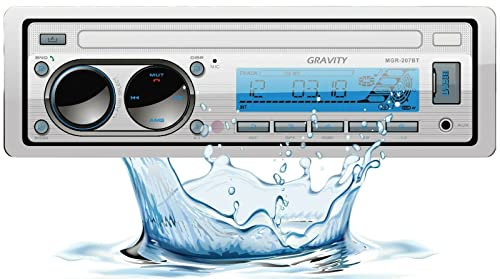 Gravity MGR-207BT - Ricevitore stereo marino da 200 W, Bluetooth A2DP, radio AM/FM, chiamate in vivavoce, barca, ATV, UTV, camper, auto e moto