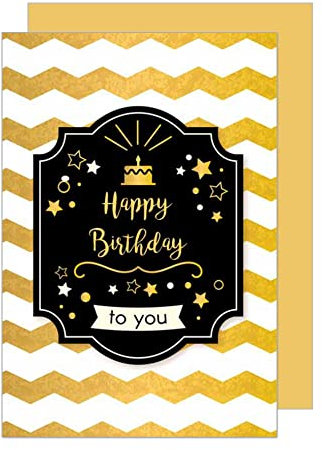 Edition Seidel Premium Geburtstagskarte mit Goldprägung und Umschlag. Glückwunschkarte Grusskarte Billet Geburtstag Happy Birthday Mann Frau einzelne eine Sprüche Karte Gold (G2323 SW022)