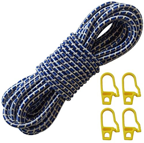 parpyon Corda nautica intrecciata, corda elastica per teloni, corda canapa treccia, cordino tenda, corde elastiche con ganci, corda tiragraffi (elastica 6mm, 10MT)