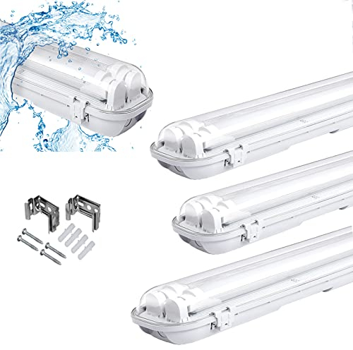 Ikodm 24W LED Feuchtraumleuchte 150 cm 4000K Neutralweiß 4080 lm Wannenleuchte, Doppelt T8 LED Röhre, IP65 Leuchtstoff lamp, Wannenleuchte, Garagenlampen, Bürodeckenleuchte, Gartenleuchte, 4 Stück