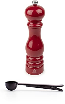 Peugeot Paris u'Select Salzmühle, Geschenkset, 22,9 cm, Passion Red – mit Gewürzschaufel/Beutelclip aus Edelstahl (Salzmühle mit Schaufel)