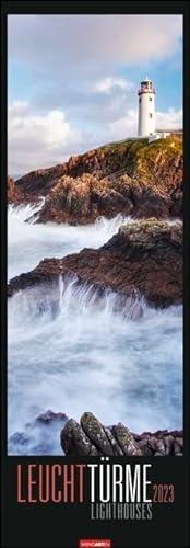 Leuchttürme - Kalender 2023 - Weingarten-Verlag - Fotokalender im Vertikalformat - Wandkalender mit Küstenlandschaften - 34 cm x 98 cm, multicolor