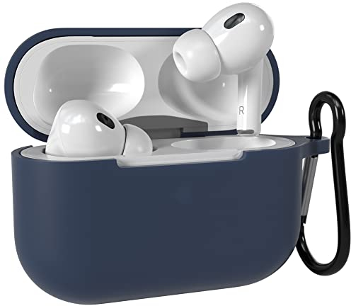 EAZY CASE - Schutzhülle für AirPods Pro 2 Hülle Silikon Case Stoßfest mit Karabiner geeignet als Schlüsselanhänger Antikratz Etui rutschfeste Silikonhülle für Airpod Pro 2. Generation in Dunkelblau
