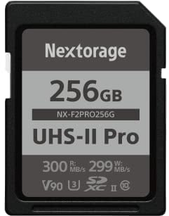 Nextorage 256GB SDXC UHS-II V90 Japanese brand pSLC Max. write speed 299MB/s Max. read speed 300MB/s 4K recording F2PRO series NX-F2PRO256G