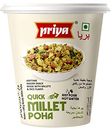Priya Instant Breakfast (80 g) - Ein nahrhaftes und bequemes Produkt für vielbeschäftigte Menschen (Schnelle Hirse-Poha-Tasse)