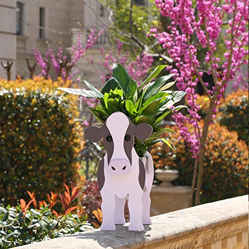 Gochoi Cadeau de vache pour les amateurs de vache, pot de fleurs de vache mignon, pot de fleurs pour décoration de jardin, décoration de bureau, maison petite vache à lait