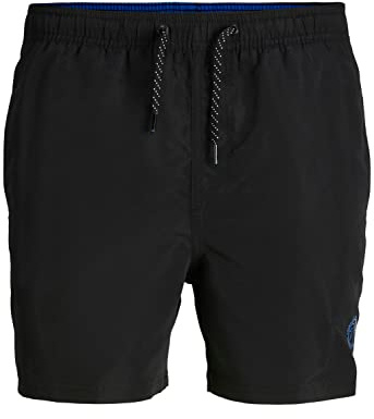 JACK & JONES Herren Badeshorts Badehose Swimwear Jpstfiji Jjswim Solid Sn Ly 12225961,Black/Detail:solid,M