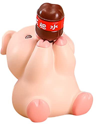 Happyyami Piggy Doll Ornaments Resin Animal Statue Cute Animal Figurine Decoration for Bedroom Decor