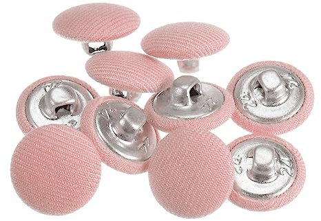 sourcing map 10 Stück 15 mm Knöpfe Pink mit Stoffüberzug, Vintage Stoffknöpfe Bezogen Nähknöpfe Runde Retro Bastelknöpfe Metallschaft für Mantel Strickjacke Anzüge Kleider Blusen
