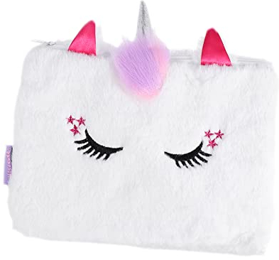 Lurrose 2 STK Einhorn-Brieftasche Studentenversorgung Schreibwarentasche Fell-Einhorn-mäppchen Schreibwaren-Organizer Plüsch Geldbörse Polyester Mädchen Karikatur Weiß Stifthalter