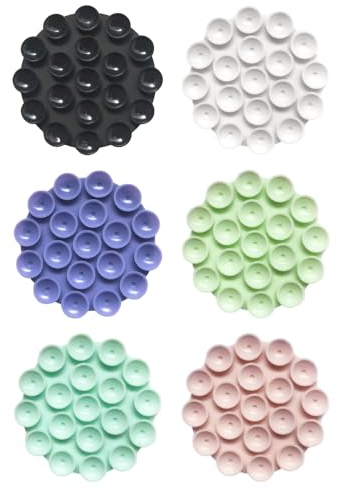 MAXQUU Lot de 6 ventouses en silicone - Antidérapantes - Ventouse ronde - Support de téléphone portable - Ventouse pour smartphone de voiture - Ventouse de batterie externe (noir, blanc, violet, bleu,