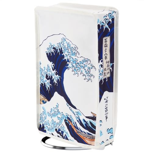 playvital Funda Antipolvo Vertical para ps5 Slim Digital Consola | Nailon Resistente, Impermeable, Protección contra Polvo, Antirrayaduras, Cobertura Completa, La Gran Ola