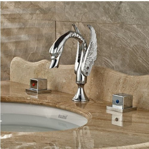Badezimmer-Tierform-Badewannen-Wasserhahn, Chrom-Lack-Waschtischarmatur, Warm- und Kaltwasserhahn, Deckmontage