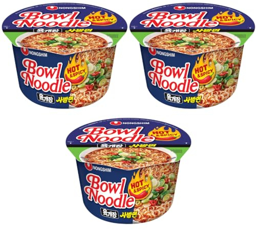 Pack Of 3 - Bowl Noodle 100g - Hot & Spicy - Just Add Boiling Water - Chicken Noodle Bowl - Delicious Spicy Chicken Flavour Instant Noodles - Delicious Treats Spicy Noodle - Big Bowl Noodle Food