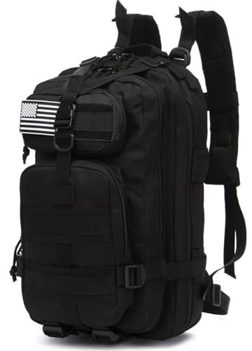 THURAM 20 litri di nylon durevole impermeabile zaino da pesca all'aperto militare tattico sport escursionismo casual Daypacks, Nero , 20 Long