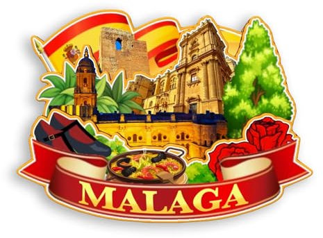 Quwsne Imán para nevera, Málaga, España, imán para nevera, recuerdos de viaje de ciudad, regalos turísticos, monumentos clásicos 3D, hechos a mano, decoración del hogar -1396