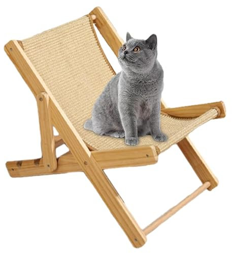 Vuggdt Strandkorb, Katzen-Hängematte, erhöhter Katzenstuhl, Sisalbett, erhöhte Katzenliege, Haustier-Loungebett, Verstellbarer Katzenliegestuhl, Katzenkratzcouch für Innenkatzen, Hunde