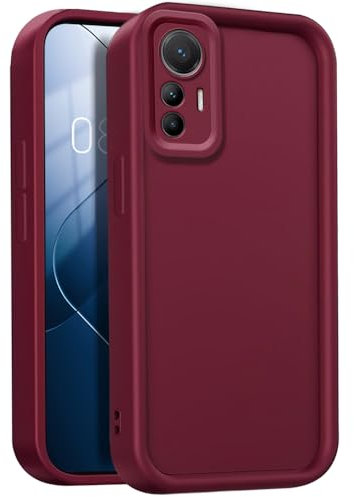 GOGME Cover per Xiaomi 12 Lite, Custodia Protettiva Completa in Silicone TPU Morbido, Cover Antipolvere Antiurto - Vino Rosso